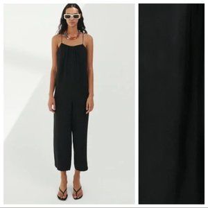 NWOT ZARA LONG BLACK SATIN EFFECT JUMPSUIT